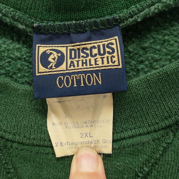 Discus Athletic Men's Pullover Sweatshirt Green 2XL Vintage Smoky Hill Football - Picture 10 of 14